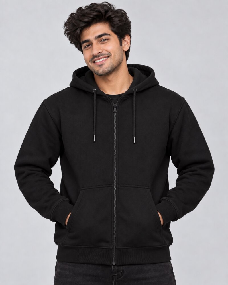 Not My Problem Black Zipper Hoodie - Haubett India product image