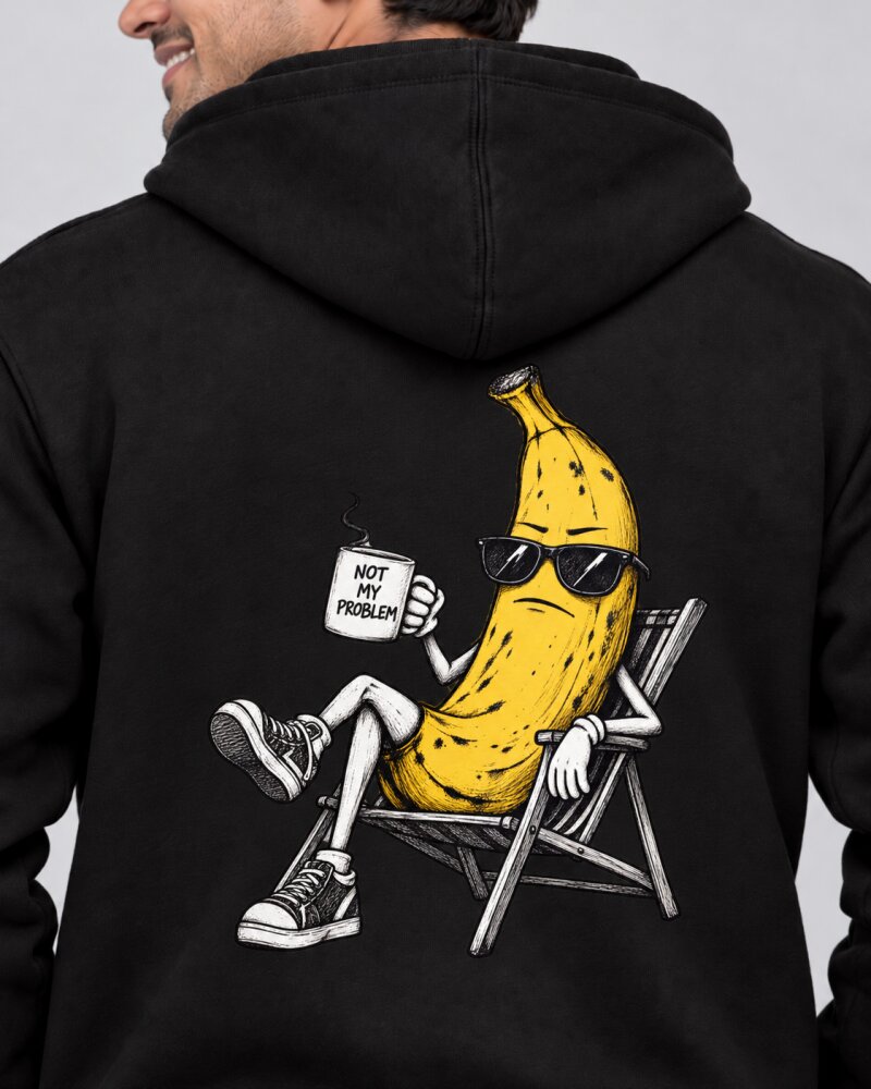 Not My Problem Black Zipper Hoodie - Haubett India product image
