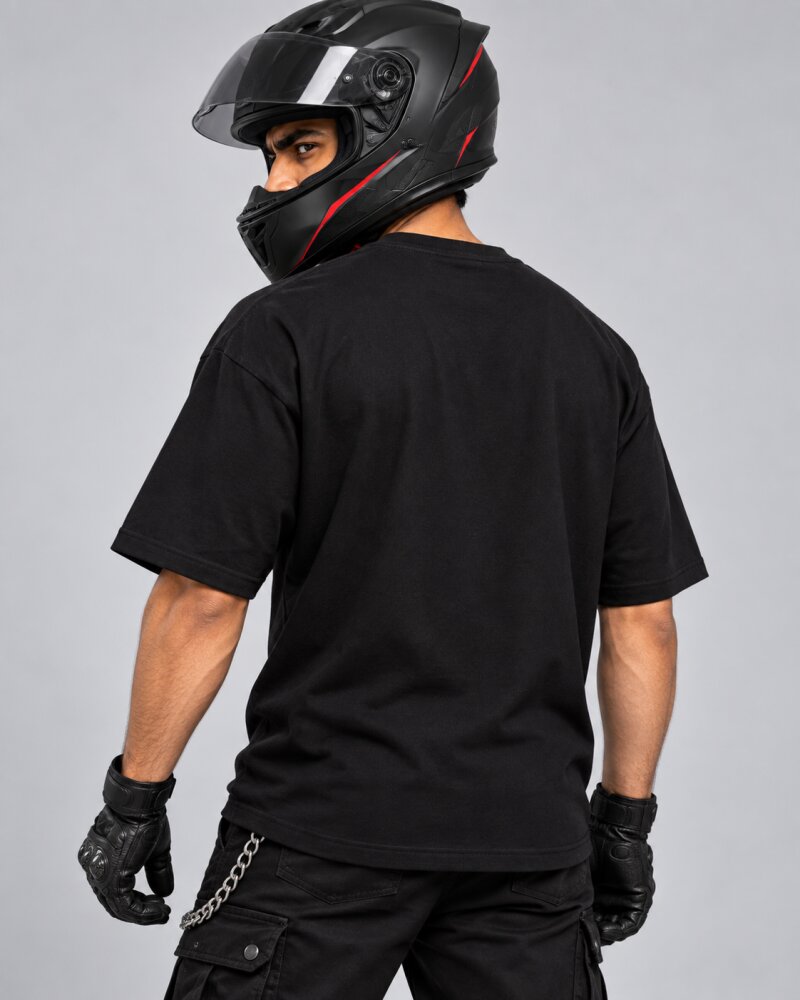Ride Safe Black Oversized T-Shirt - Haubett India product image