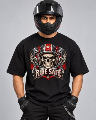 Ride Safe Black Oversized T-Shirt - Haubett India product image