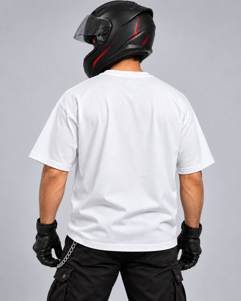 Ride Safe White Oversized T-Shirt - Haubett India product image