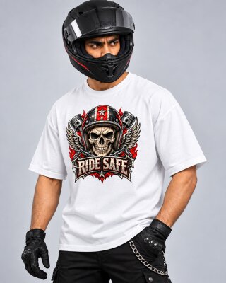 Ride Safe White Oversized T-Shirt - Haubett India product image