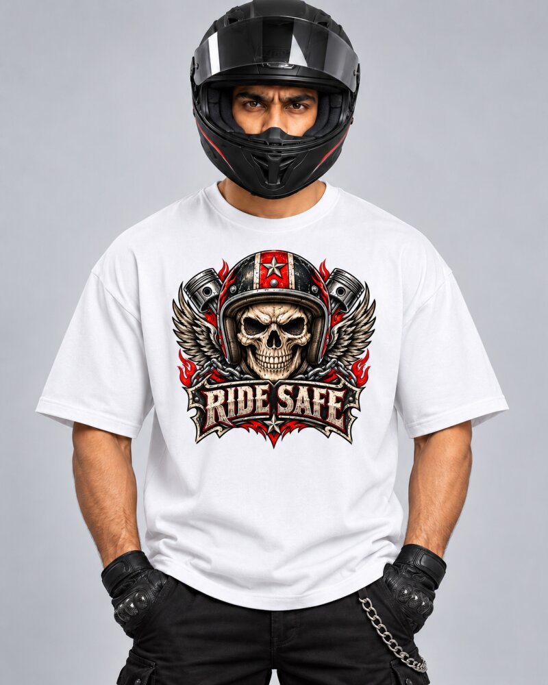 Ride Safe White Oversized T-Shirt - Haubett India product image