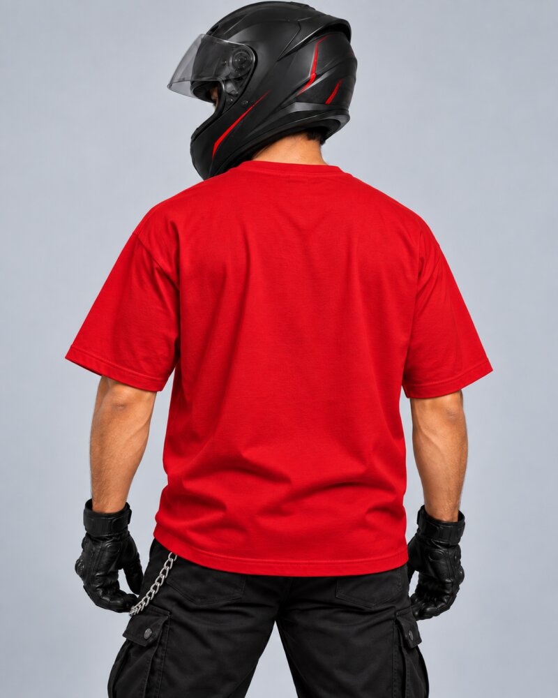 Ride Safe Red Oversized T-Shirt - Haubett India product image