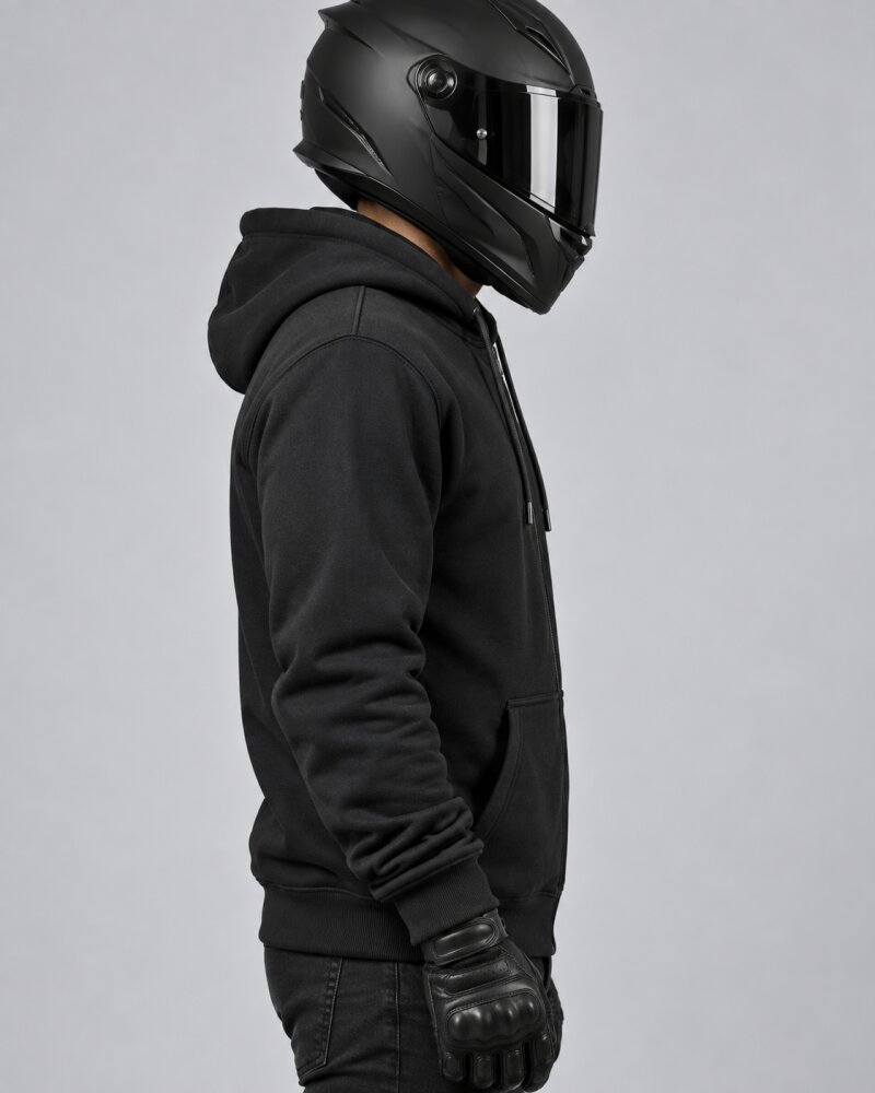 Ride Safe Black Zipper Hoodie - Haubett India product image
