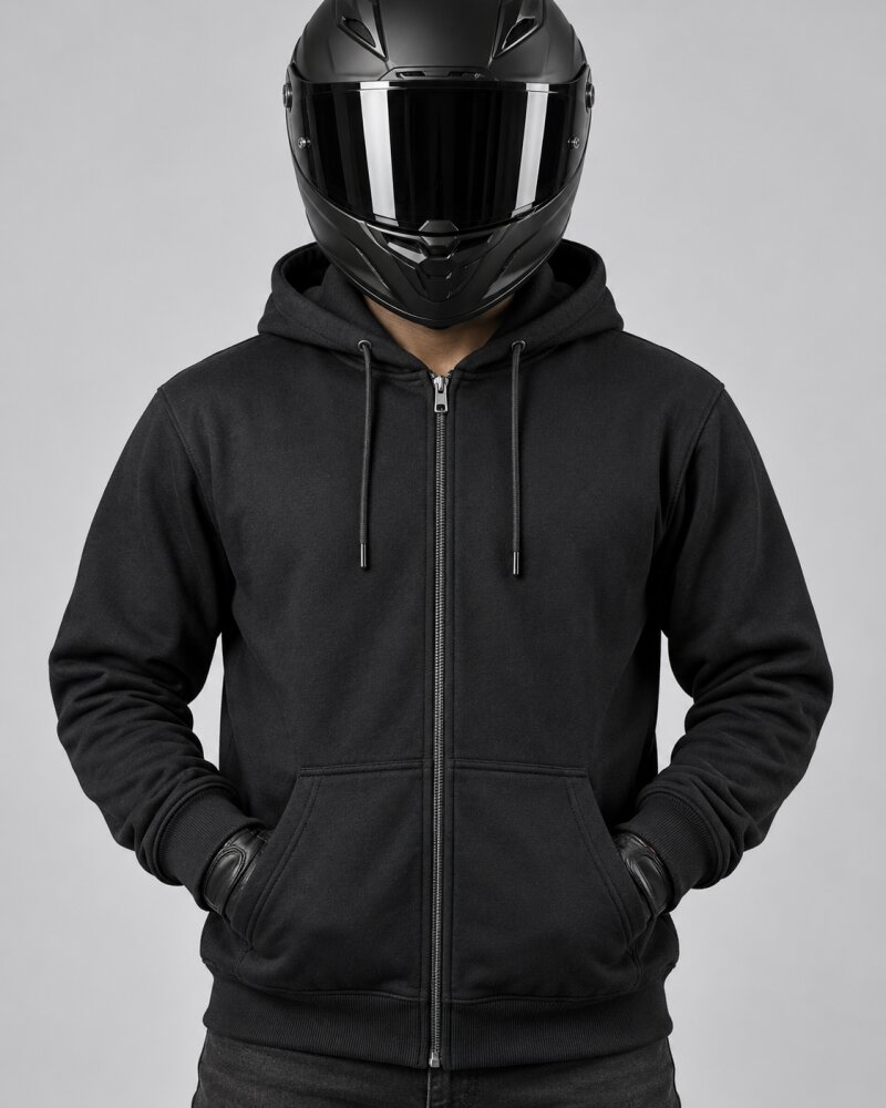 Ride Safe Black Zipper Hoodie - Haubett India product image