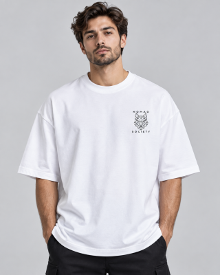 Nomad Society White Oversized T-Shirt - Haubett India product image