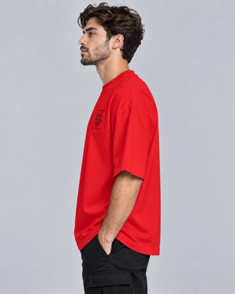 Nomad Society Red Oversized T-Shirt - Haubett India product image