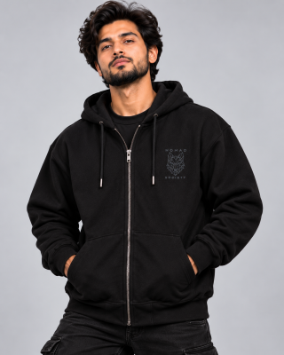 Nomad Society Black Zipper Hoodie - Haubett India product image