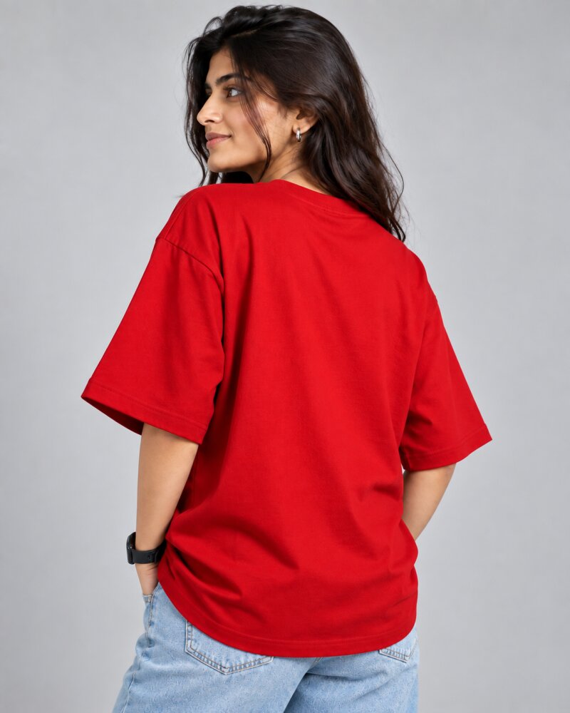 Need A Nap Red Oversized T-Shirt - Haubett India product image