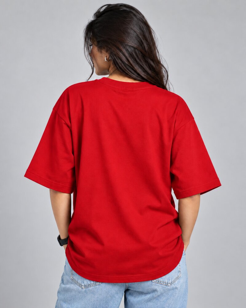 Need A Nap Red Oversized T-Shirt - Haubett India product image