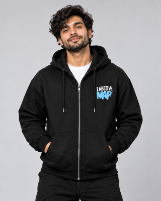 Need A Nap Black Zipper Hoodie - Haubett India product image