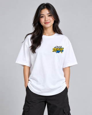 Just Deploy It White Oversized T-Shirt - Haubett India product image