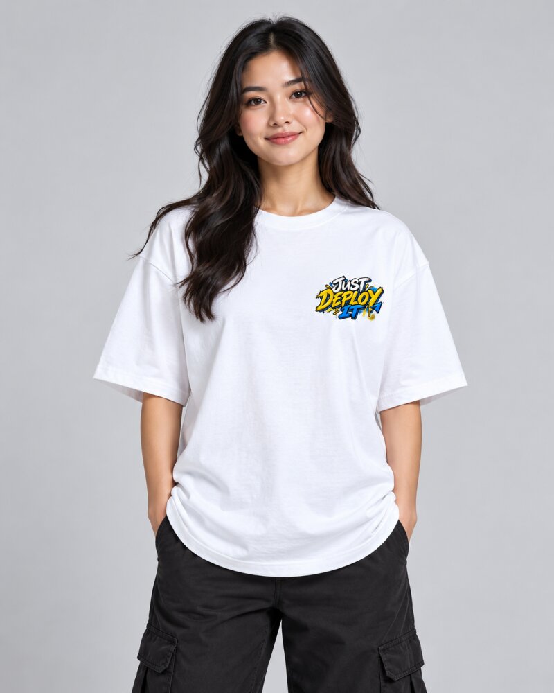 Just Deploy It White Oversized T-Shirt - Haubett India product image