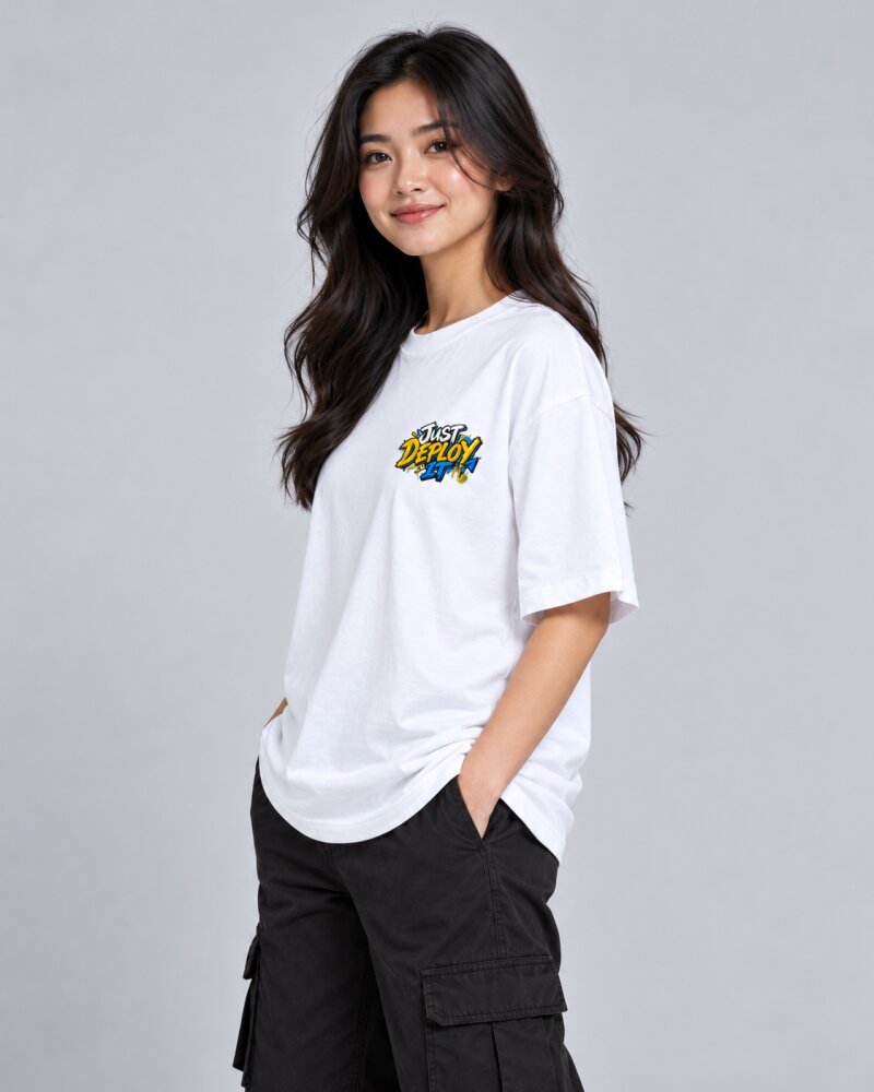 Just Deploy It White Oversized T-Shirt - Haubett India product image