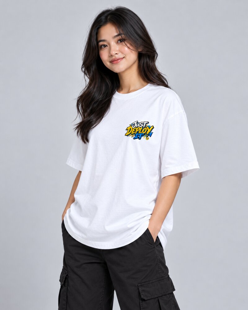 Just Deploy It White Oversized T-Shirt - Haubett India product image