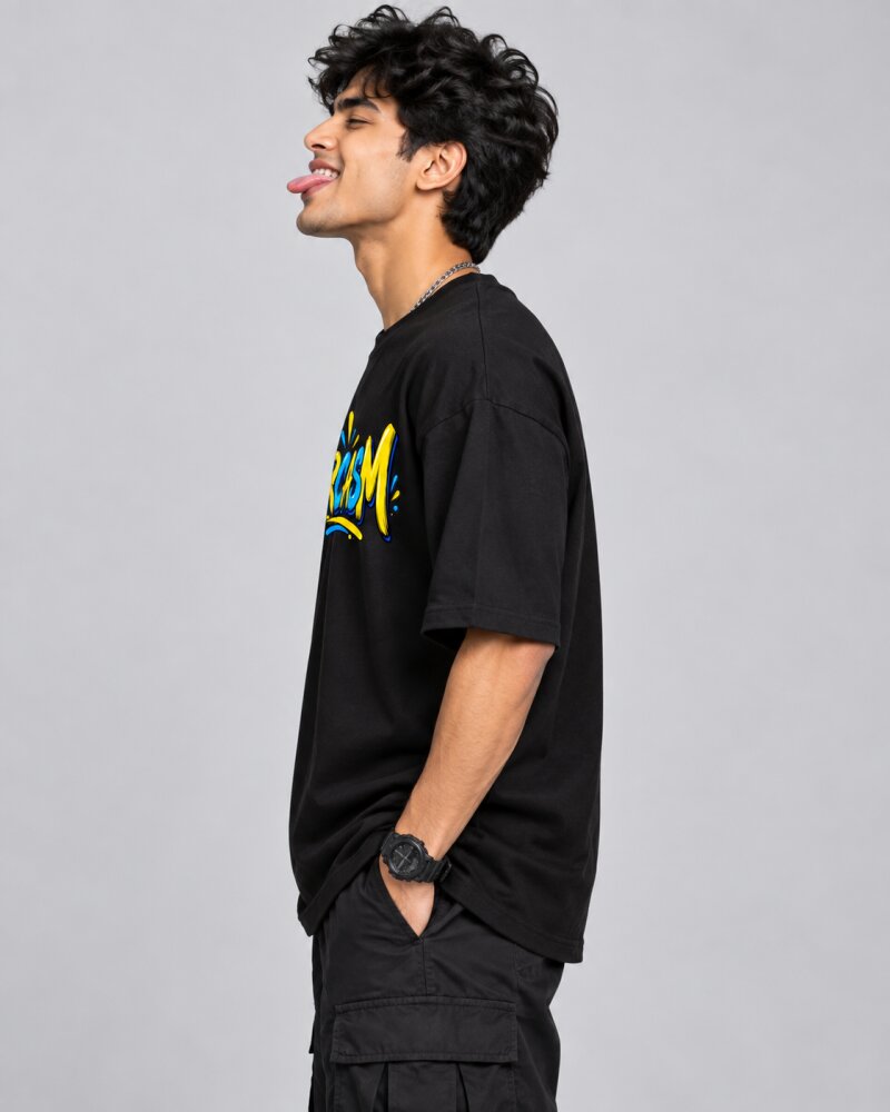 Sarcasm Black Oversized T-Shirt - Haubett India product image