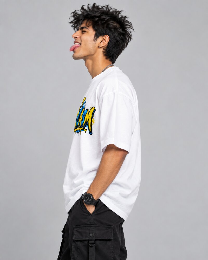 Sarcasm White Oversized T-Shirt - Haubett India product image