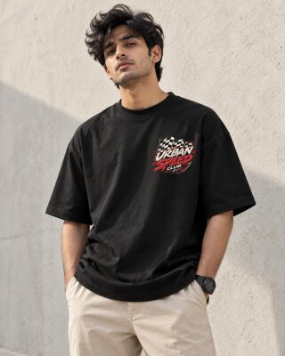 Urban Speed Black Oversized T-Shirt - Haubett India product image