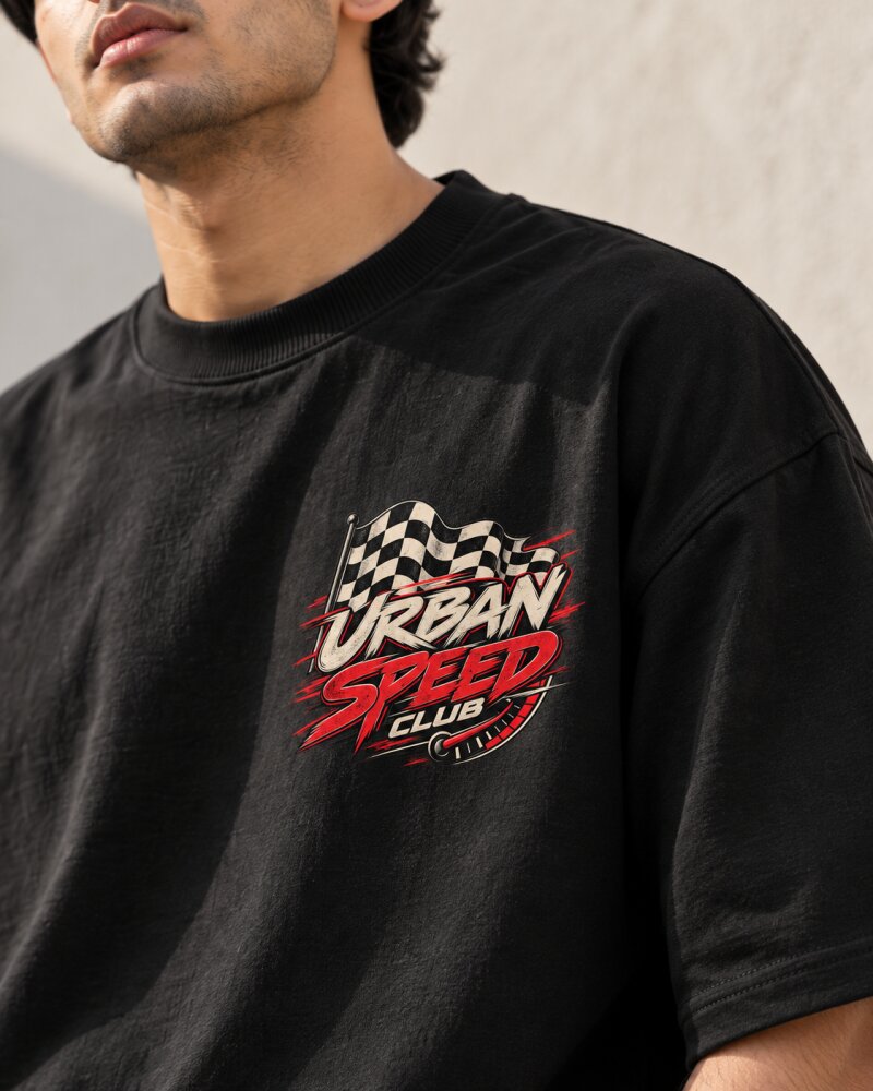 Urban Speed Black Oversized T-Shirt - Haubett India product image