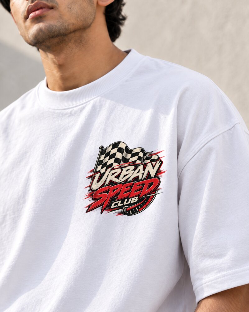 Urban Speed White Oversized T-Shirt - Haubett India product image
