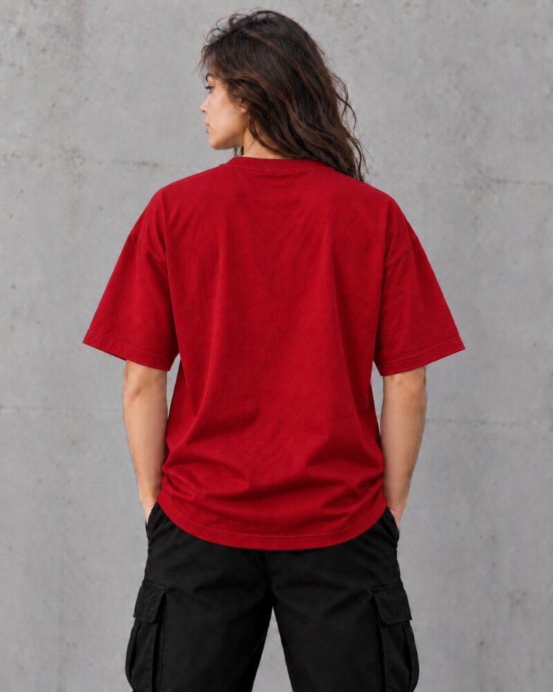 Discipline Creates Freedom Red Oversized T-Shirt - Haubett India product image