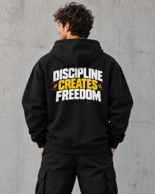 Discipline Creates Freedom Black Zipper Hoodie - Haubett India product image