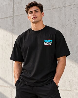 Start Now Black Oversized T-Shirt - Haubett India product image