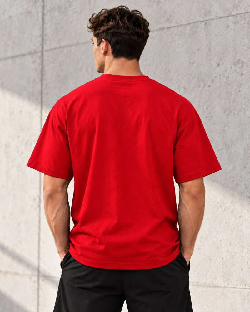 Start Now Red Oversized T-Shirt - Haubett India product image