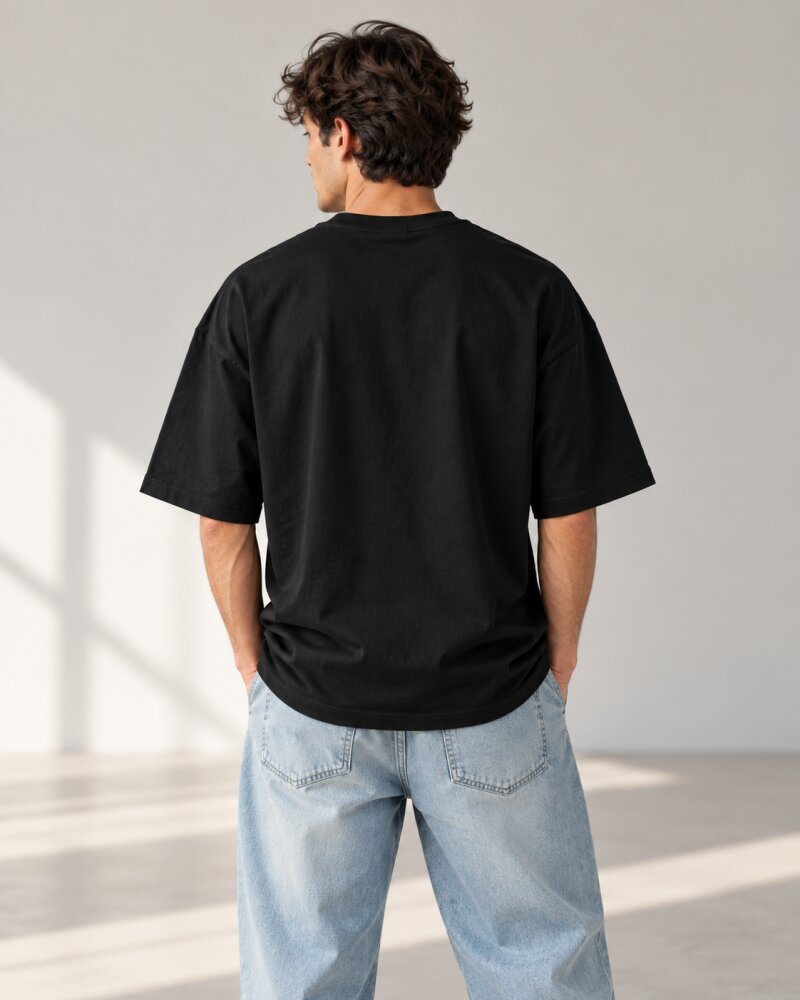 Make It Happen Black Oversized T-Shirt - Haubett India product image