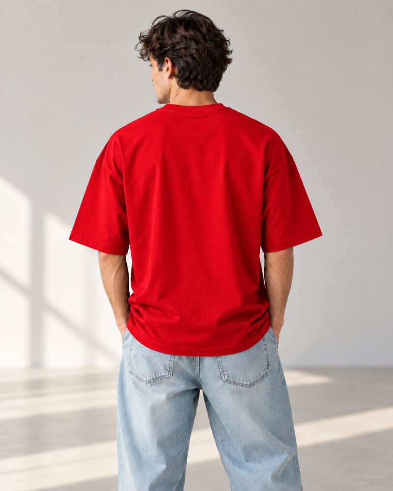 Make It Happen Red Oversized T-Shirt - Haubett India product image