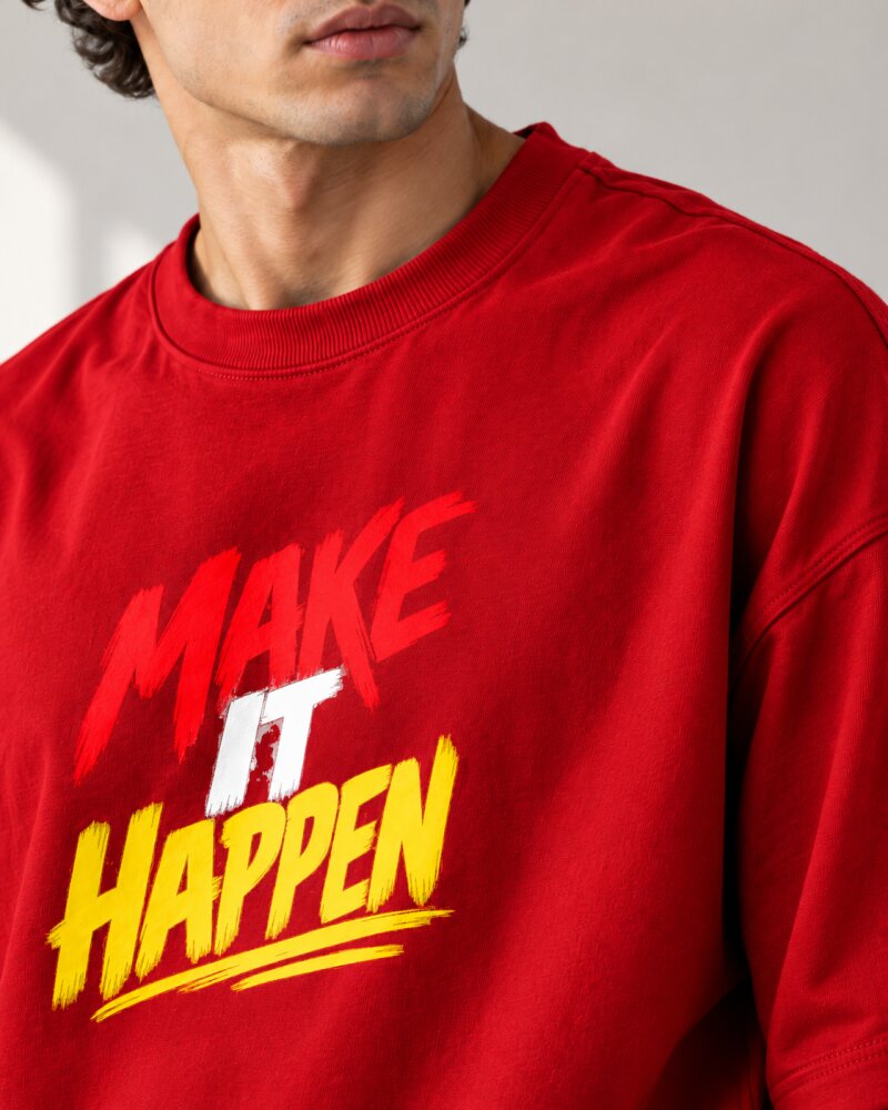Make It Happen Red Oversized T-Shirt - Haubett India product image