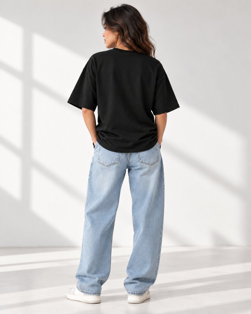 Make It Happen Black Oversized T-Shirt - Haubett India product image