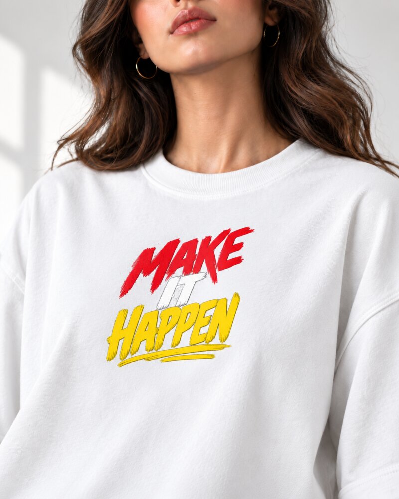 Make It Happen White Oversized T-Shirt - Haubett India product image