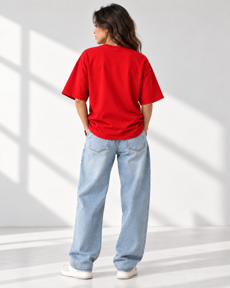 Make It Happen Red Oversized T-Shirt - Haubett India product image