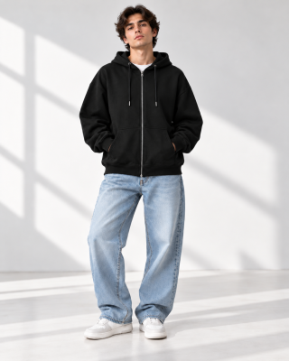 Make It Happen Black Zipper Hoodie - Haubett India product image