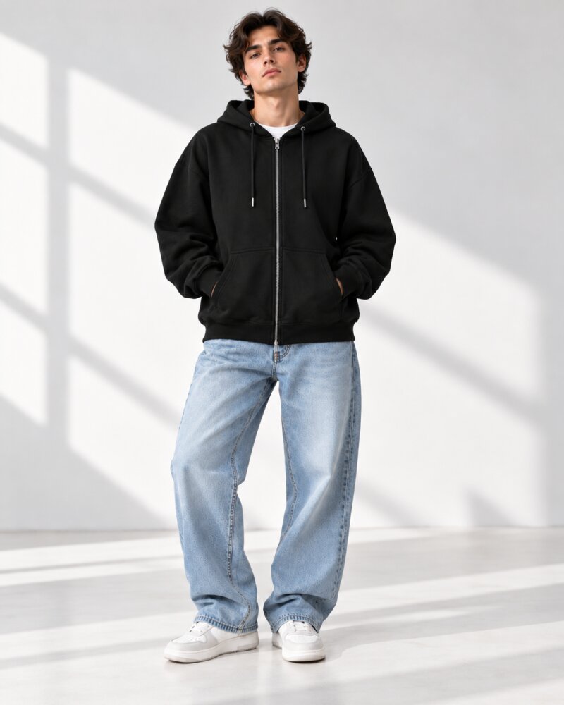 Make It Happen Black Zipper Hoodie - Haubett India product image