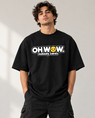 Oh Wow Black Oversized T-Shirt - Haubett India product image