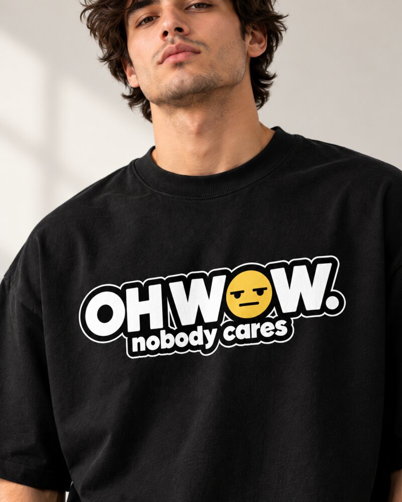Oh Wow Black Oversized T-Shirt - Haubett India product image