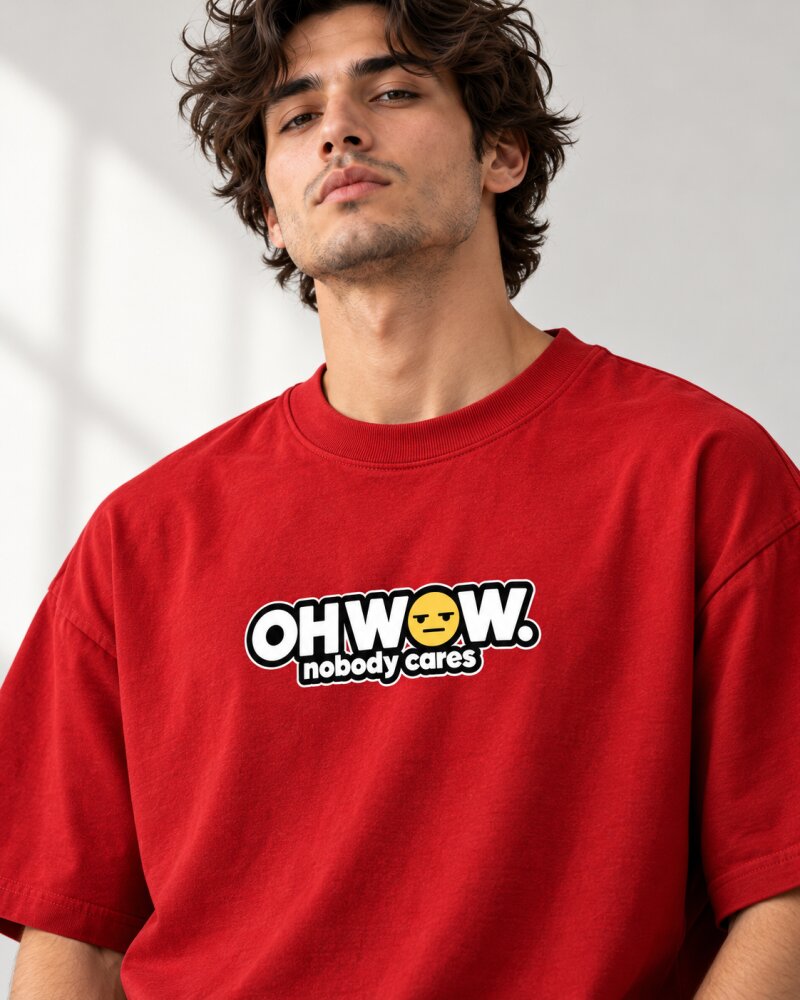 Oh Wow Red Oversized T-Shirt - Haubett India product image