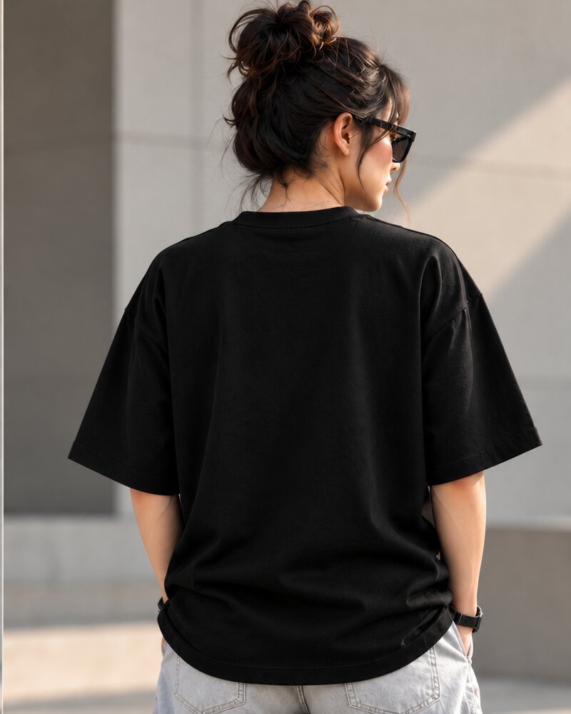 Oh Wow Black Oversized T-Shirt - Haubett India product image
