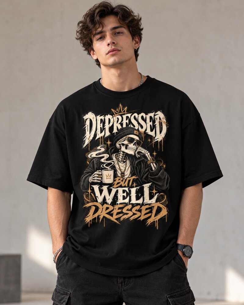 Well Dressed Black Oversized T-Shirt - Haubett India product image