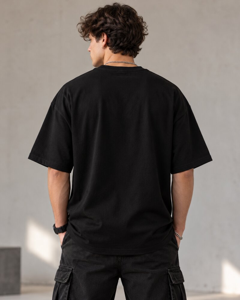 Well Dressed Black Oversized T-Shirt - Haubett India product image