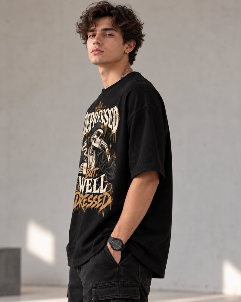 Well Dressed Black Oversized T-Shirt - Haubett India product image