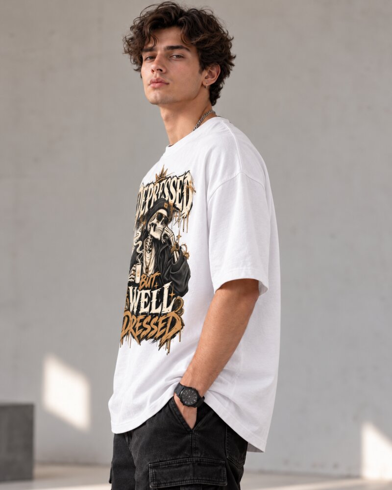 Well Dressed White Oversized T-Shirt - Haubett India product image