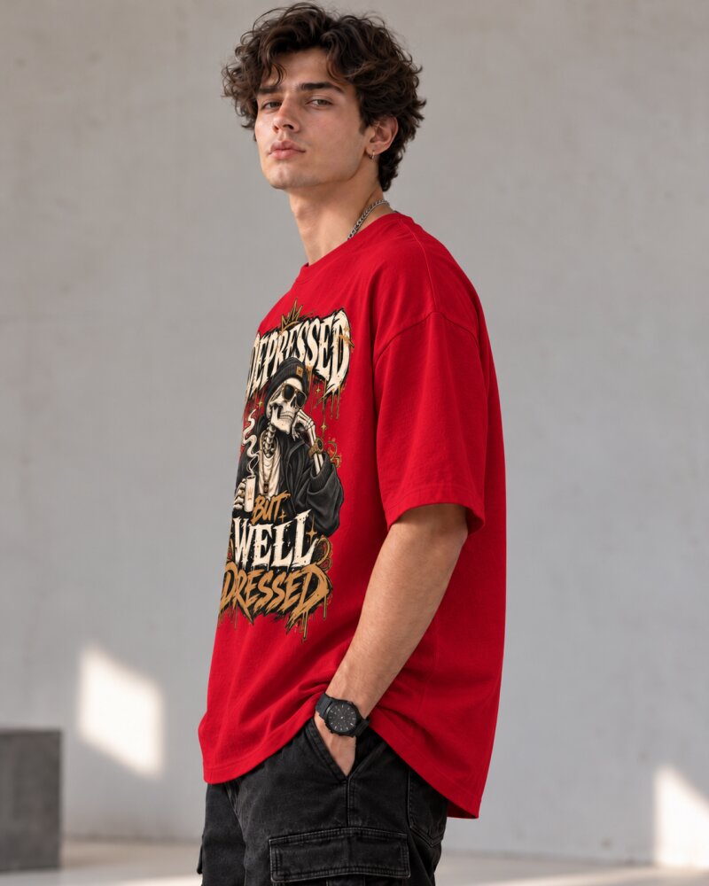 Well Dressed Red Oversized T-Shirt - Haubett India product image