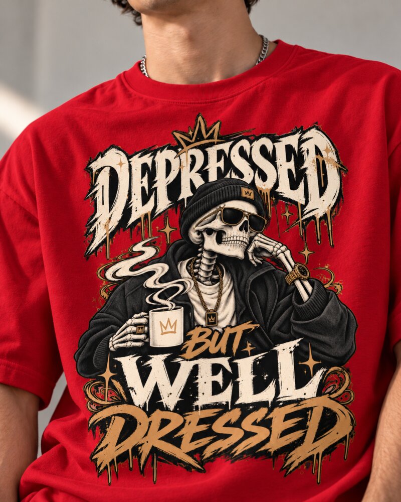Well Dressed Red Oversized T-Shirt - Haubett India product image