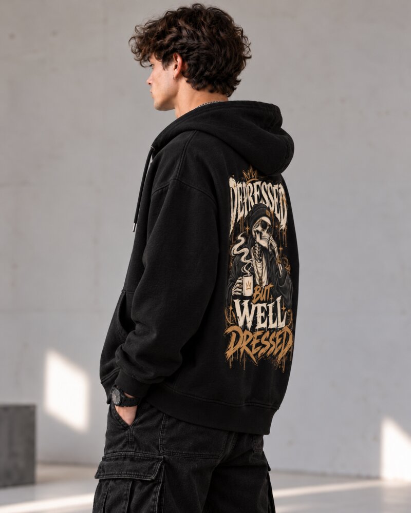 Well Dressed Black Zipper Hoodie - Haubett India product image