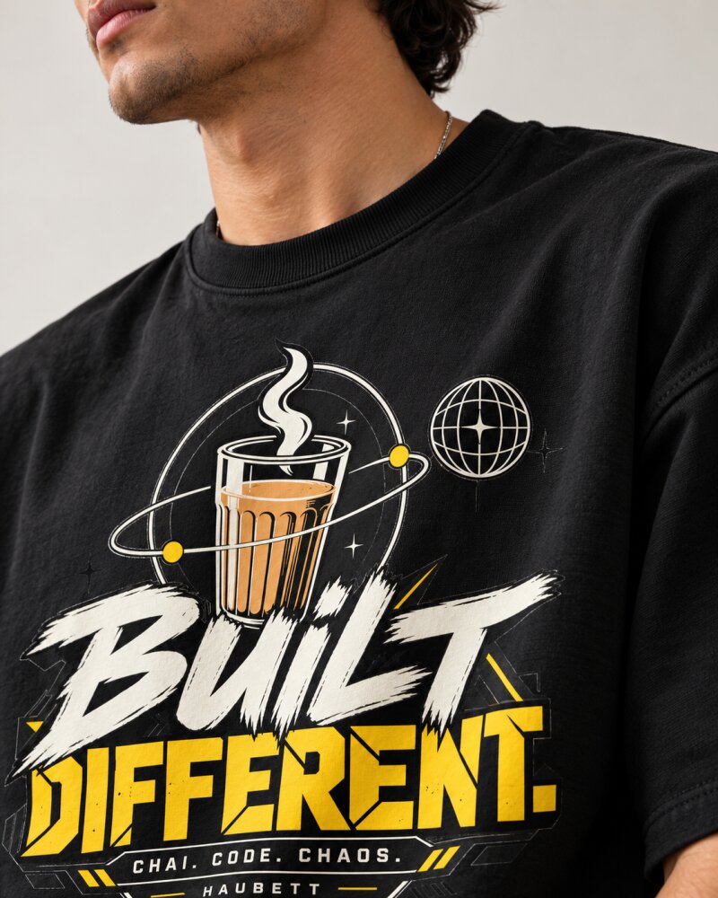 Built Different Black Oversized T-Shirt - Haubett India product image