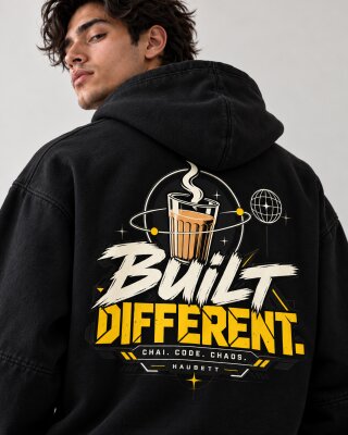 Built Different Black Zipper Hoodie - Haubett India product image